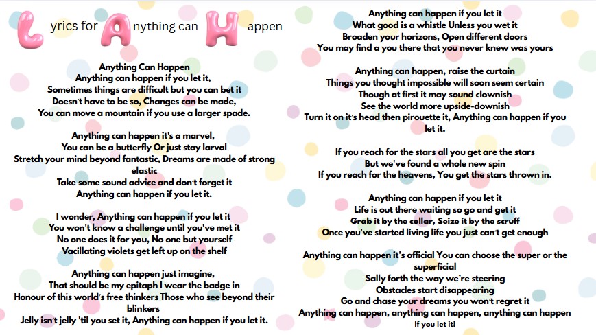 Anything can happen lyric images